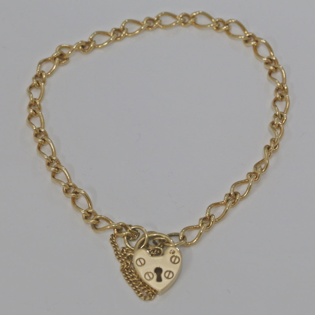 9ct Yellow Gold Figaro Link Padlock Bracelet