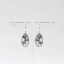 Load image into Gallery viewer, Oval Drop Earrings with Flower Print
