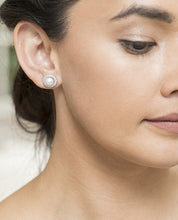 Load image into Gallery viewer, Sterling Silver Freshwater Pearl Studs with removable halo
