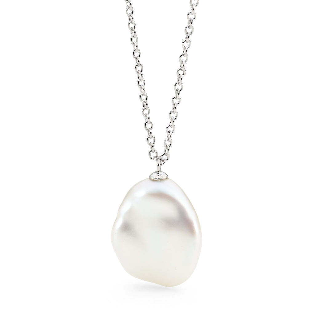 Sterling Silver and Large Keshi Pearl Necklace