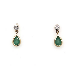Pear Cut Emerald Earrings