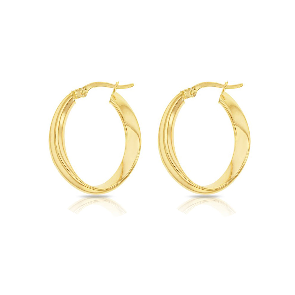 Large Yellow Gold Wave Hoops