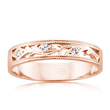 Rose Gold Filigree and Diamond Ring
