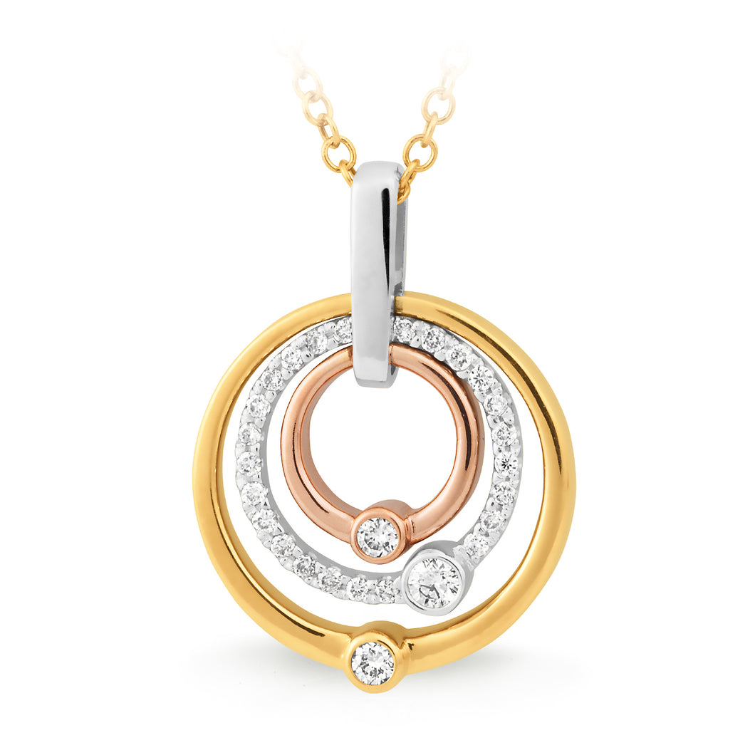 Tri Tone Gold and Diamond Pendant