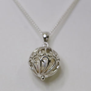 Sterling Silver Round Caged Pearl Pendant