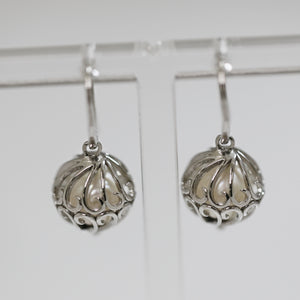 Sterling Silver Round Caged Pearl Earrings